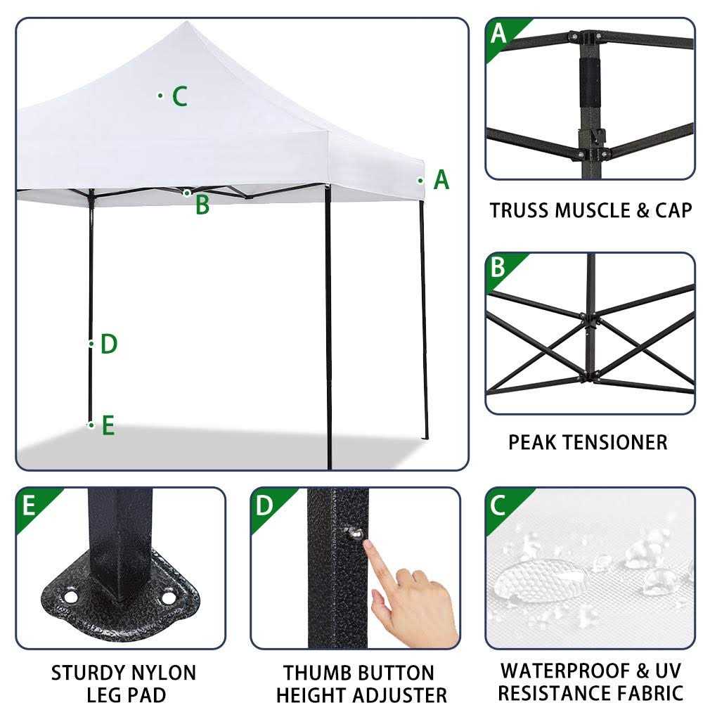 Pop Up Canopy 10x10 Pop Up Canopy Tent Party Tent Ez Up Canopy Sun Shade Wedding Instant Folding Protable Better Air Circulation Outdoor Gazebo - Image 4
