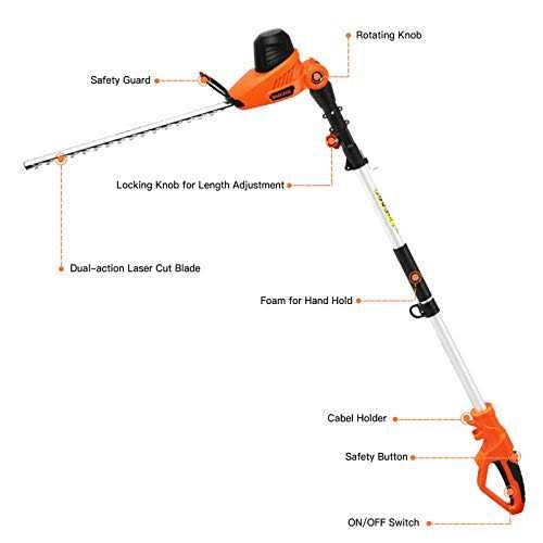 GARCARE Electric Hedge Trimmer with 20 inch Dual-Action Laser Cut - Image 5