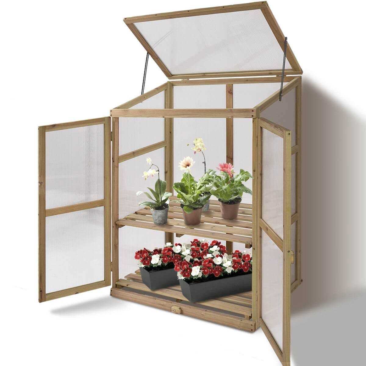 Garden Portable Wooden Raised Plants Greenhouse - Image 3