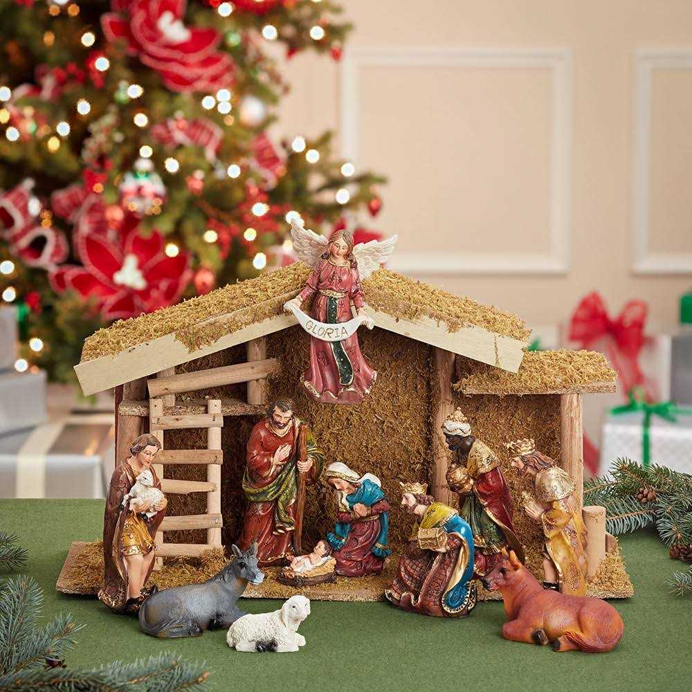 Kurt Adler 12 Piece Nativity with Wooden Stable Set - Image 3
