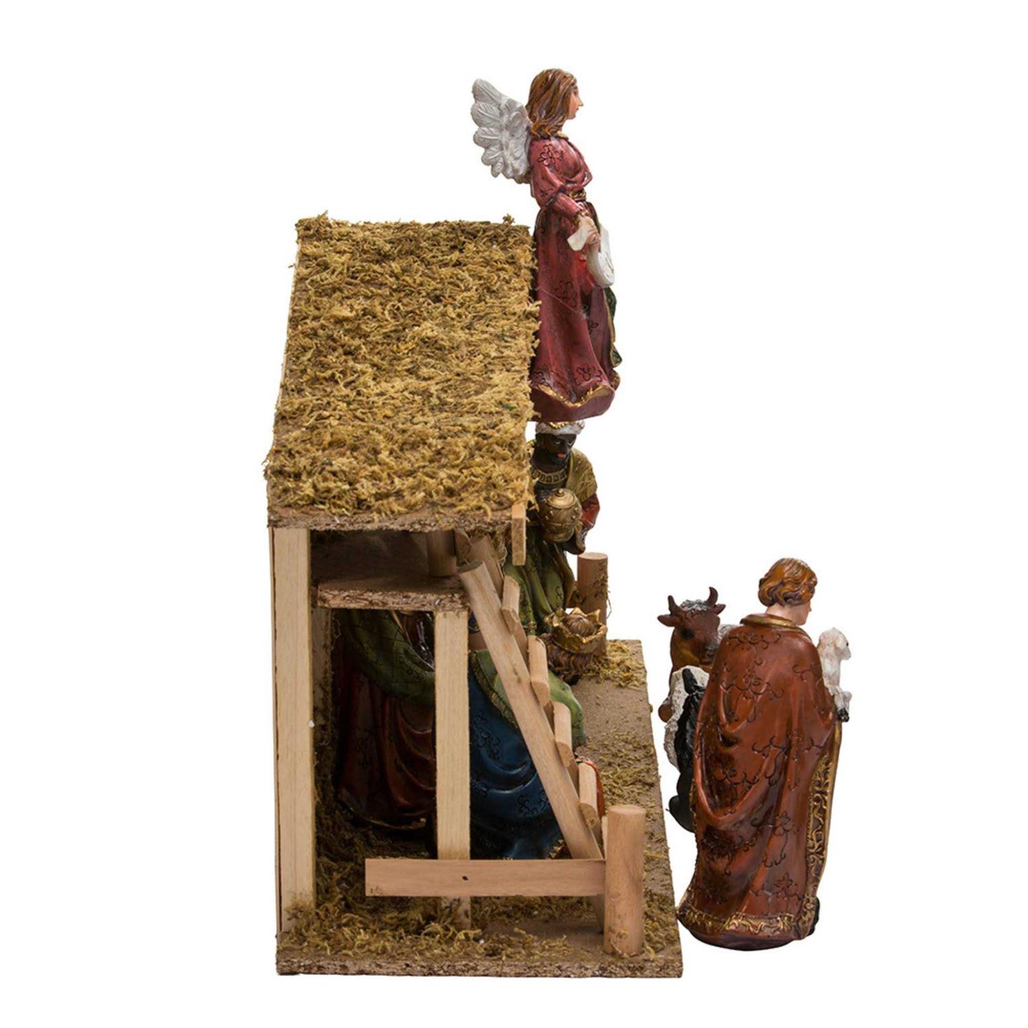 Kurt Adler 12 Piece Nativity with Wooden Stable Set - Image 5