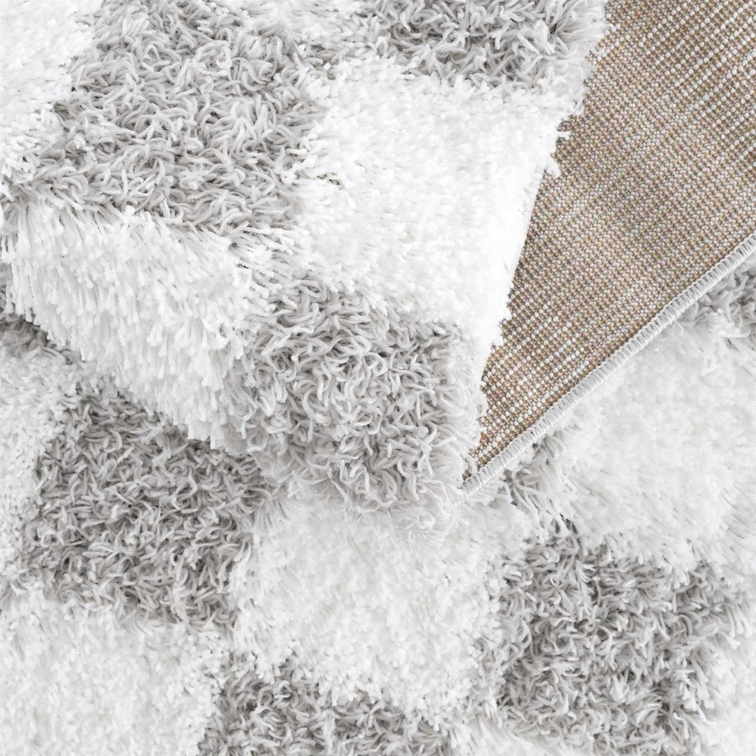 Hauteloom Atira Checkered Shag Area Rug Checkboard Design High Pile Fluffy Shaggy Touch - Image 5