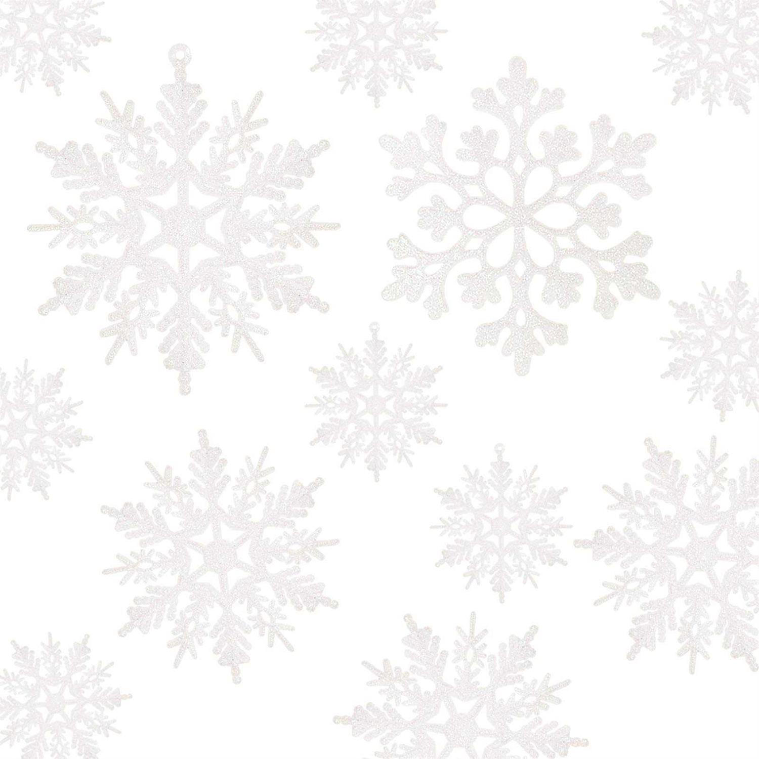 kockuu 36pcs Christmas White Snowflake Ornaments Plastic Glitter Snow Flakes Ornaments for Winter Christmas Tree Decorations Size Varies Craft - Image 4