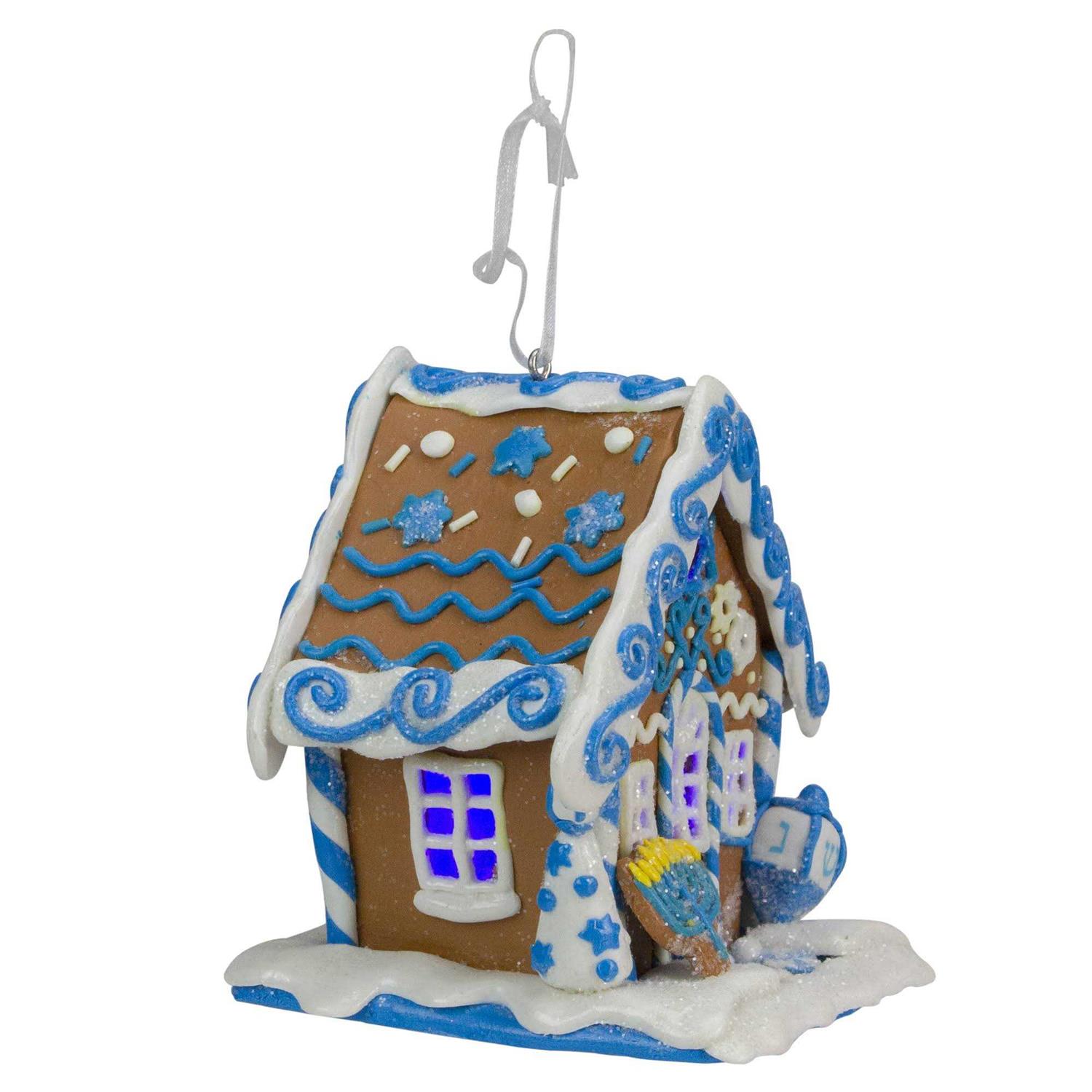 Kurt Adler Gingerbread LED Hanukkah House Ornament - Image 4