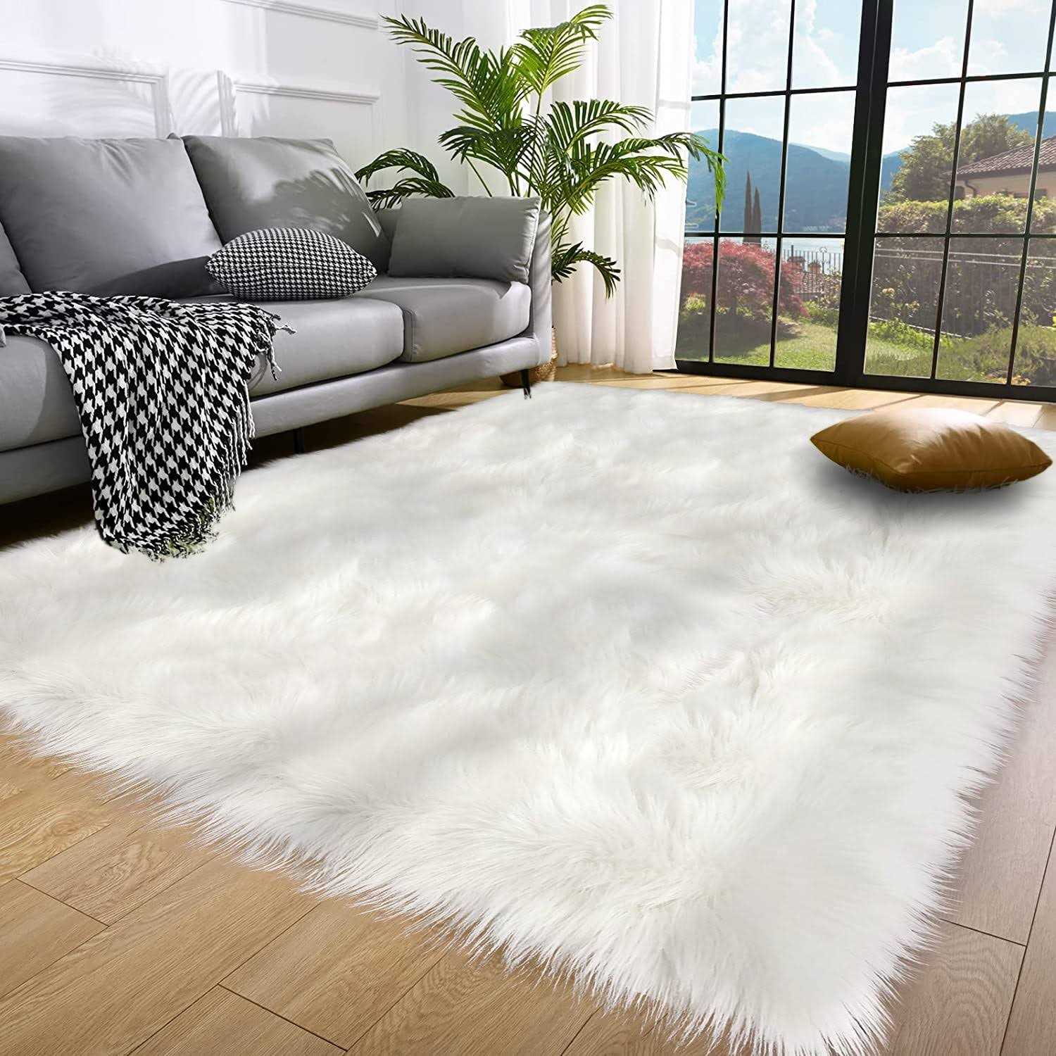 Latepis Faux Fur Rug Sheepskin Living Room Fluffy Rug for Bedroom - Image 5